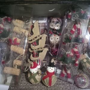 Rustic Cottage Burlap Christmas Ornament Bundle🌲Owl Snowman Sleigh Reindeer